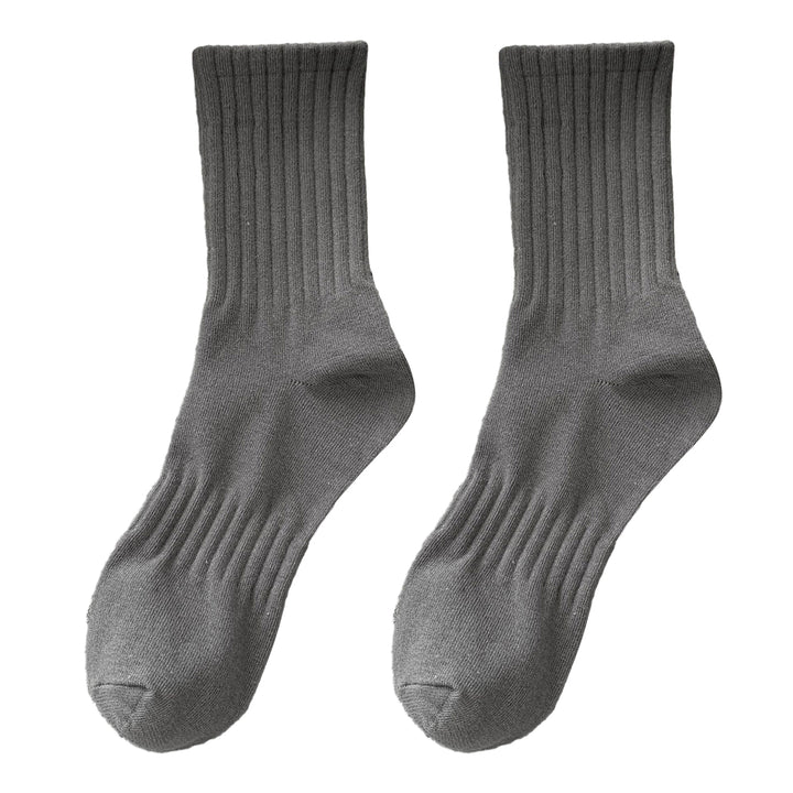 1 Pair Unisex Socks Pure Color Knitted Mid-tube Ankle Protection Soft High Elasticity Anti-slip Warm Image 6