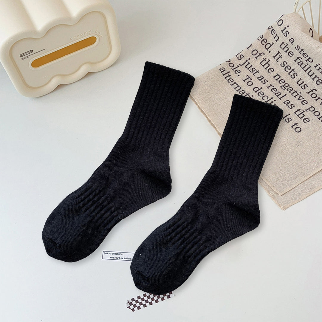 1 Pair Unisex Socks Pure Color Knitted Mid-tube Ankle Protection Soft High Elasticity Anti-slip Warm Image 8