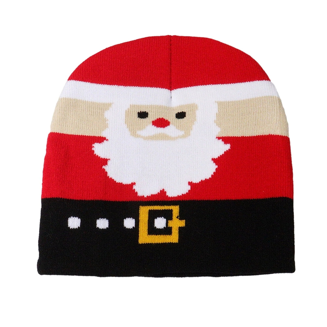 Winter Adult Kids Festive Christmas Knitted Hat Santa Claus Elk Snowflake Snowman Pattern Thick Woolen Yarn Beanie Hat Image 3