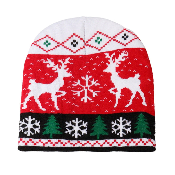 Winter Adult Kids Festive Christmas Knitted Hat Santa Claus Elk Snowflake Snowman Pattern Thick Woolen Yarn Beanie Hat Image 4