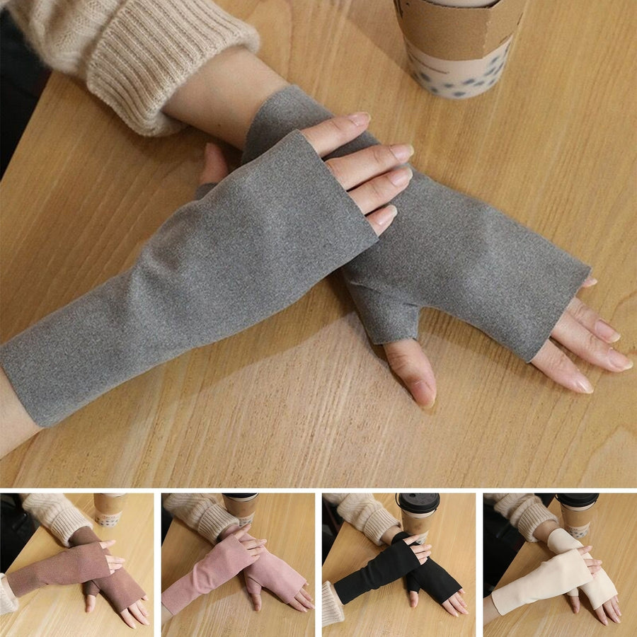 1 Pair Cozy Touch Screen Gloves Warmth Style Autumn Self-heating Half-finger Design Gloves for Winter Gift Image 1