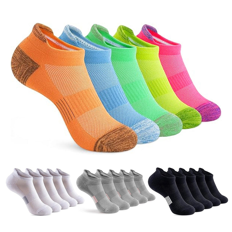 5 Pairs Ankle Socks Wear Resistant Elastic Breathable Moisture-wicking Washable Non-Fading Running Athletic Socks Image 1