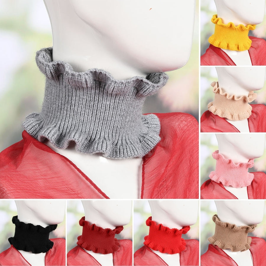 Women Autumn Winter Knitted Neck Scarf Dual Use Sheer Trim Hair Band Solid Color High Elastic Scarf Headgear Image 1