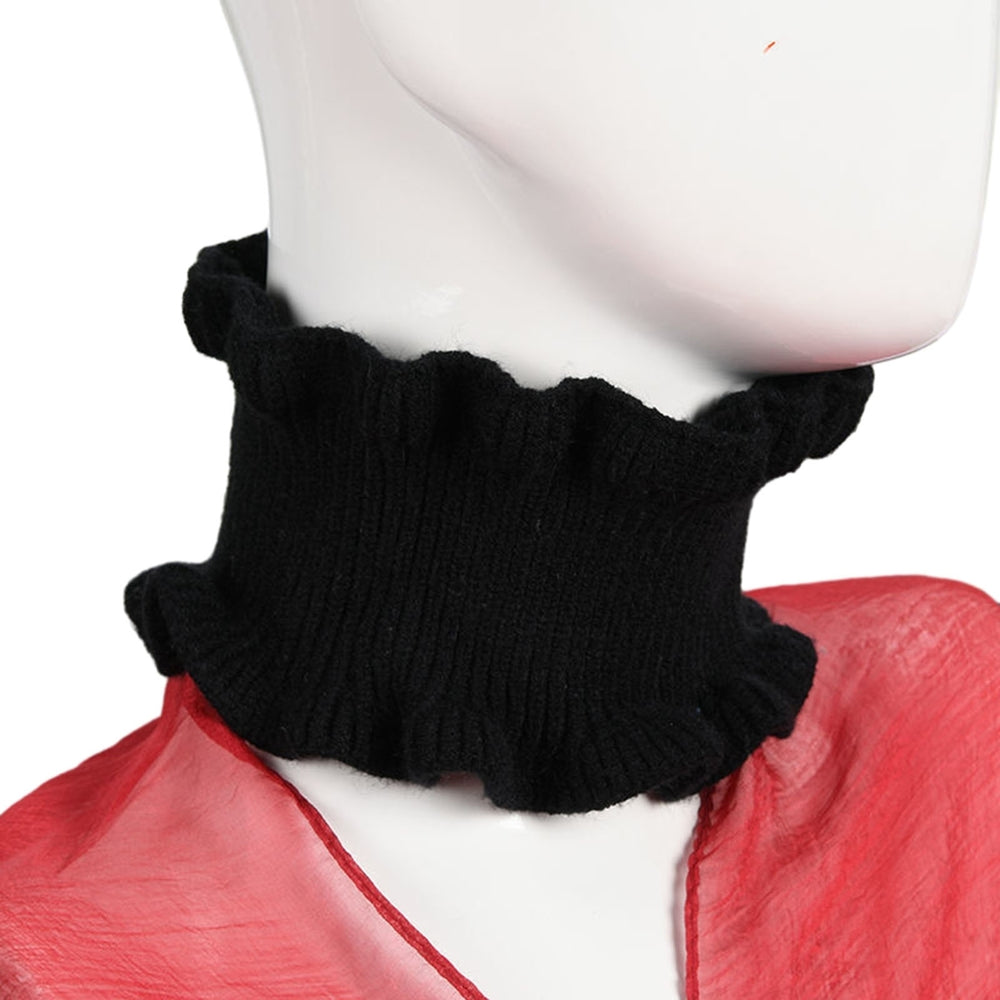 Women Autumn Winter Knitted Neck Scarf Dual Use Sheer Trim Hair Band Solid Color High Elastic Scarf Headgear Image 2