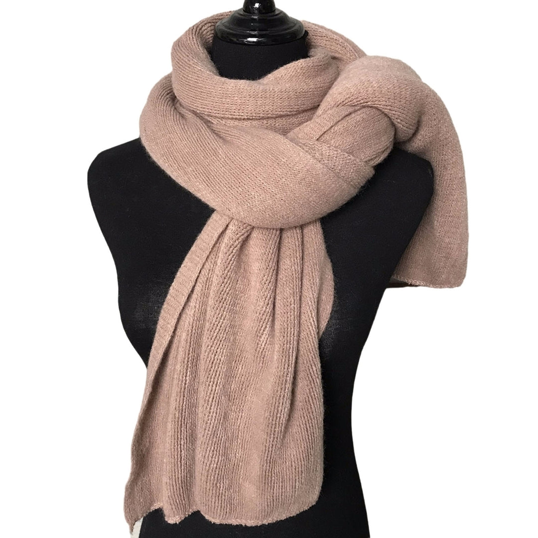 Women Winter Scarf Solid Color Thick Warm Imitation Cashmere Soft Neck Protection Warm Windproof Wide Long Decorative Image 4