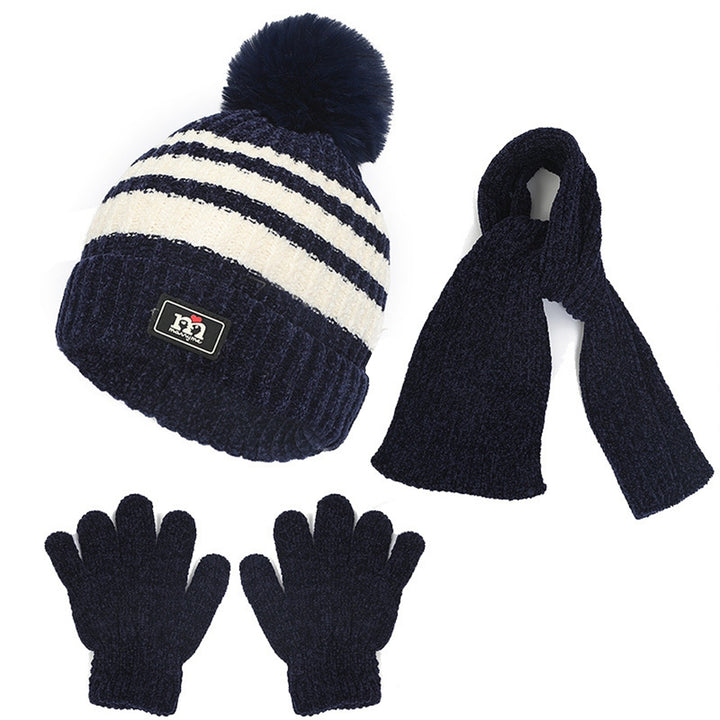 1 Set Children Hat Scarf Gloves Set Warm and Thickened Knitted Hat Gloves Scarf Three-piece Set Autumn Image 6
