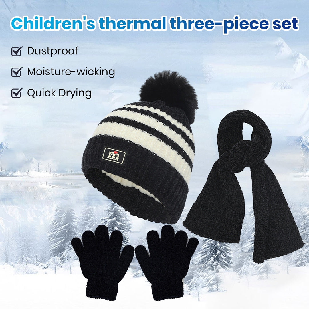 1 Set Children Hat Scarf Gloves Set Warm and Thickened Knitted Hat Gloves Scarf Three-piece Set Autumn Image 7
