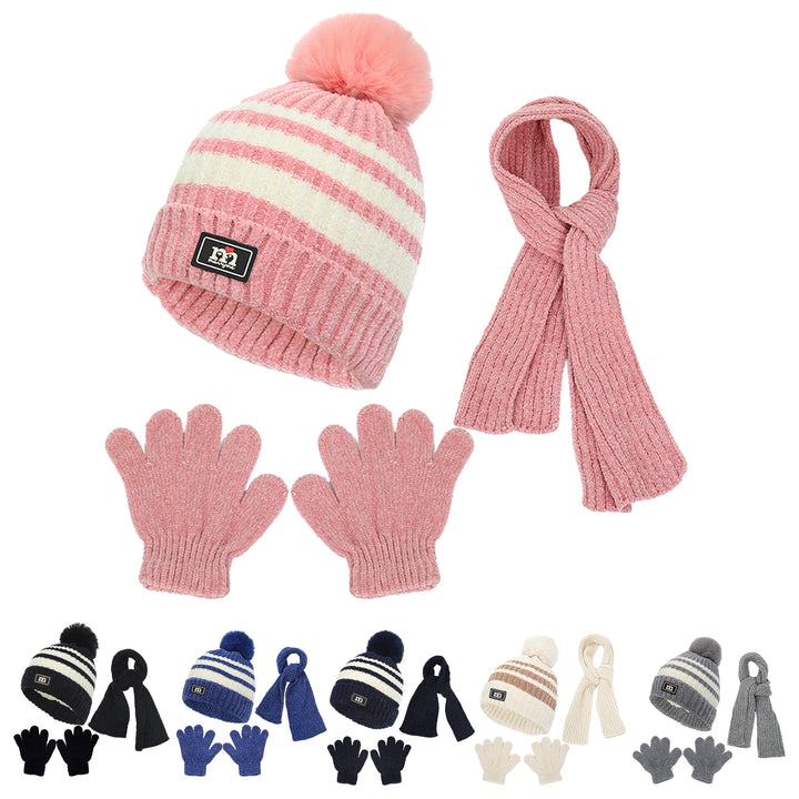 1 Set Children Hat Scarf Gloves Set Warm and Thickened Knitted Hat Gloves Scarf Three-piece Set Autumn Image 10
