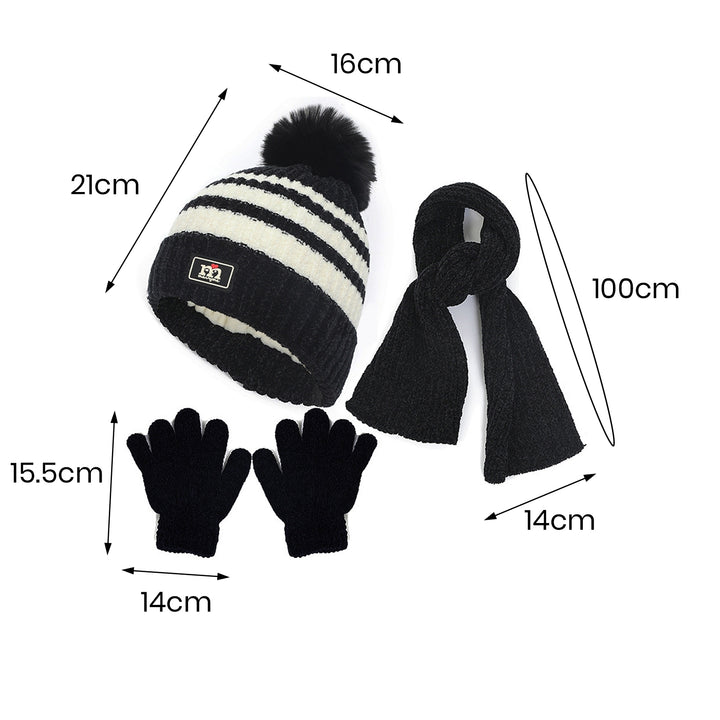 1 Set Children Hat Scarf Gloves Set Warm and Thickened Knitted Hat Gloves Scarf Three-piece Set Autumn Image 11