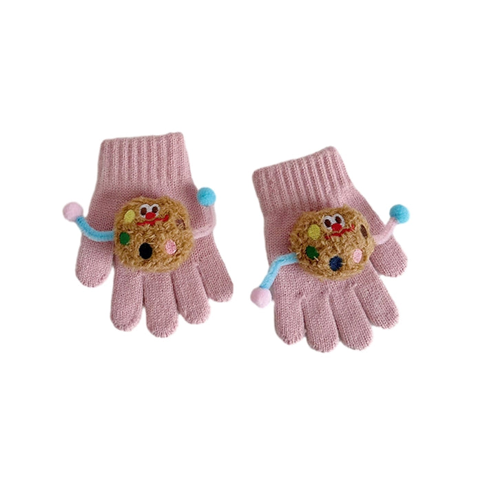 1 Pair Children Autumn Winter Knitting Gloves Cartoon Cookie Decor Boys Girls Gloves Ribbed Cuffs High Elastic Gloves Image 7