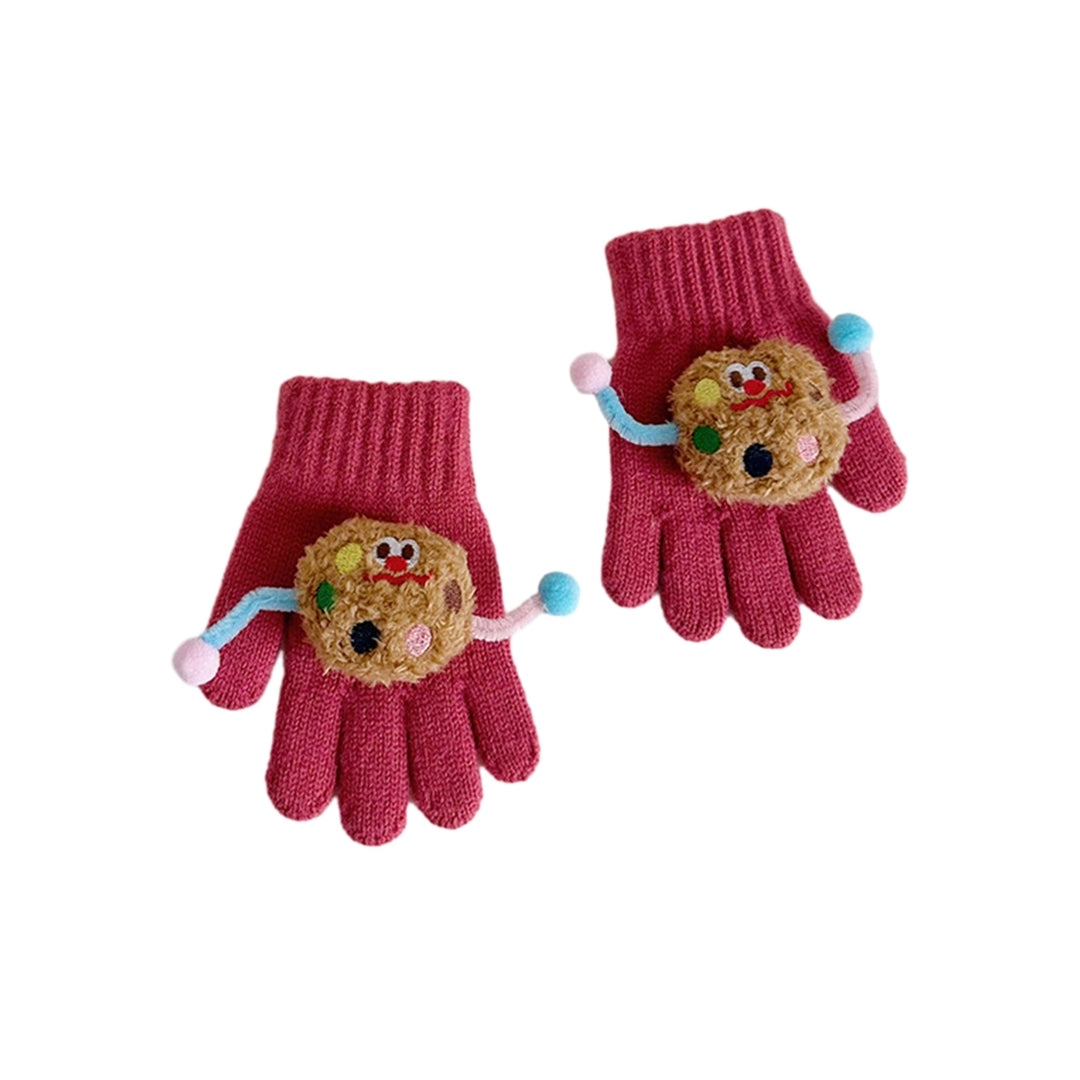 1 Pair Children Autumn Winter Knitting Gloves Cartoon Cookie Decor Boys Girls Gloves Ribbed Cuffs High Elastic Gloves Image 12
