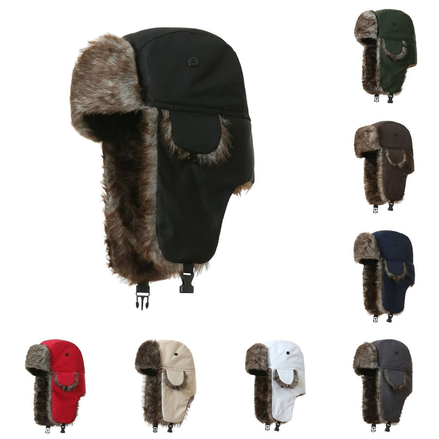 Men Winter Lei Feng Hat Fluffy Faux faux Lining Ear Flap Ski Hat Thickened Warm Windproof Coldproof Hat Image 1