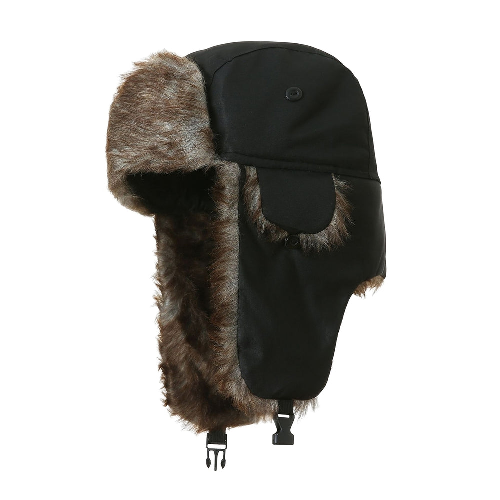 Men Winter Lei Feng Hat Fluffy Faux faux Lining Ear Flap Ski Hat Thickened Warm Windproof Coldproof Hat Image 2