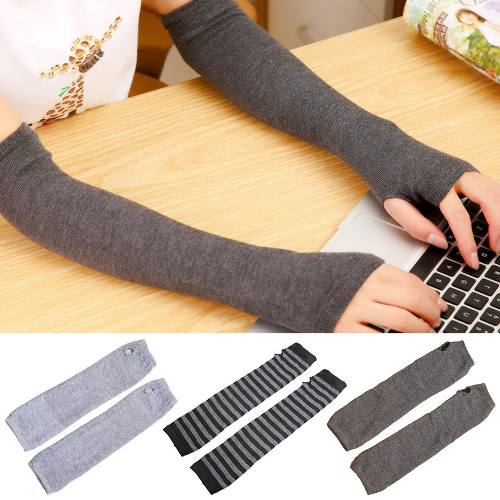 1 Pair Gloves Fingerless Knitted Solid Color Elastic Anti-slip Warm Thick Unisex Warm Soft Image 2