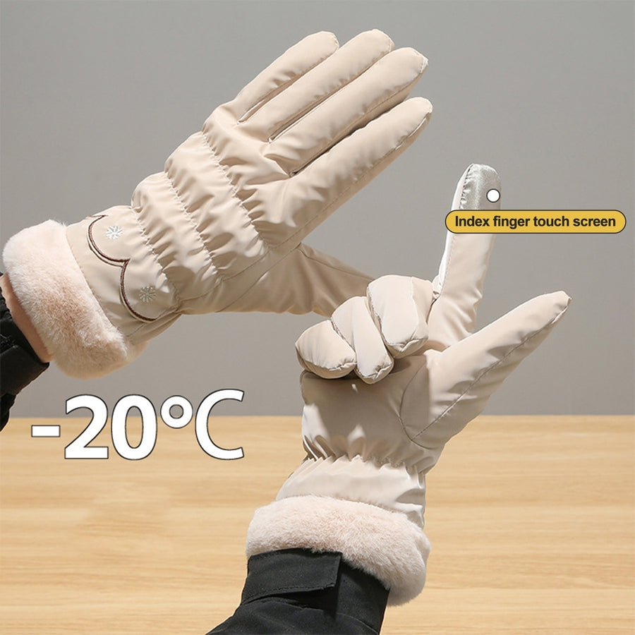Winter Ladies Gloves Windproof Thickened Warm Five Fingers Elastic Cuff Touchscreen Soft Wear-resistant Anti-slip Image 1