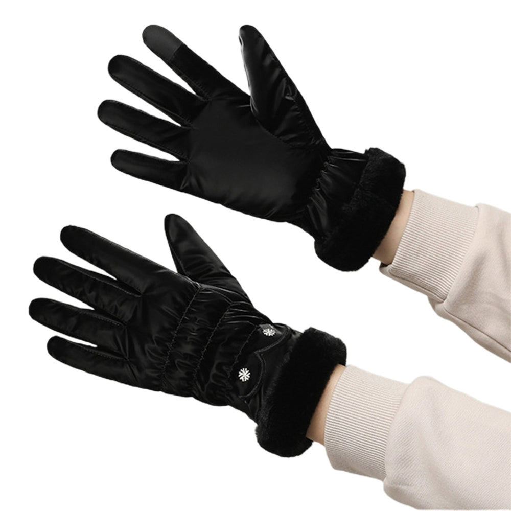 Winter Ladies Gloves Windproof Thickened Warm Five Fingers Elastic Cuff Touchscreen Soft Wear-resistant Anti-slip Image 2