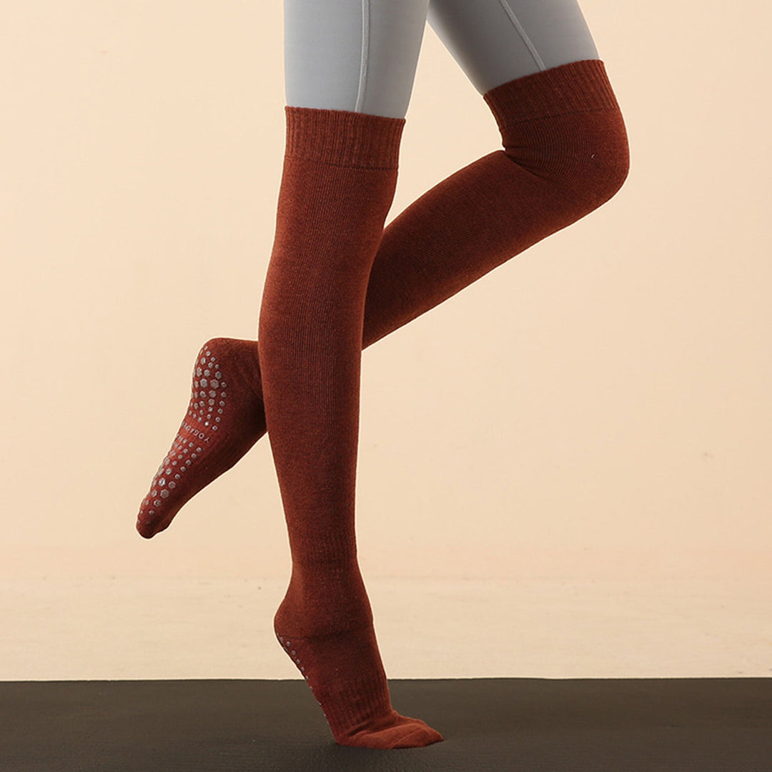 1 Pair Autumn Winter Over Knee Long Socks Super Soft Moisture-Wicking Yoga Socks Anti-slip Bottoms Warm Socks Image 11