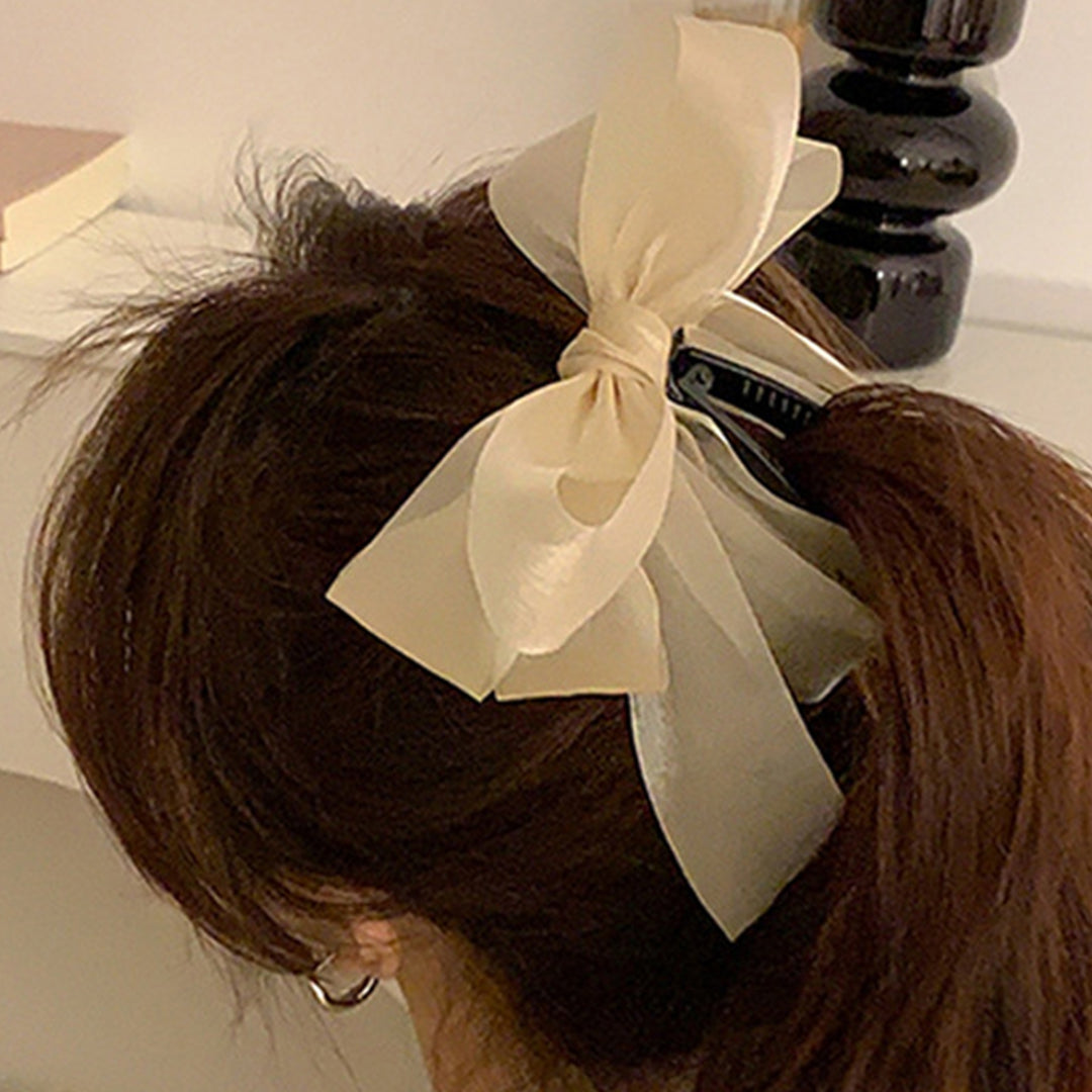 Women Hair Clip Multi Layers Mesh Bow Decor Anti-slip Hair Decoration Princess Style Dating Party Ponytail Clip Hair Image 4