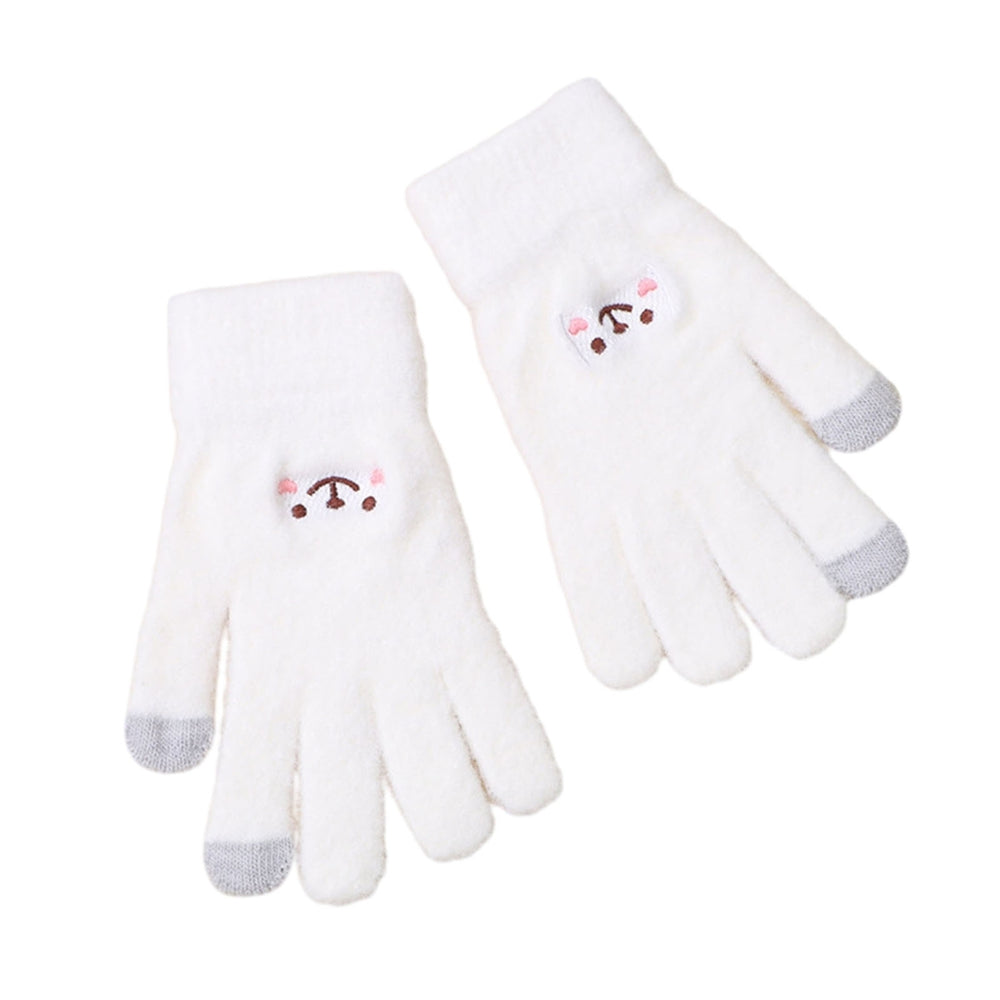 1 Pair Winter Gloves Five Fingers Thick Plush Touch Screen Anti-slip Keep Warm Soft Outdoor Camping Travel Gloves Image 2