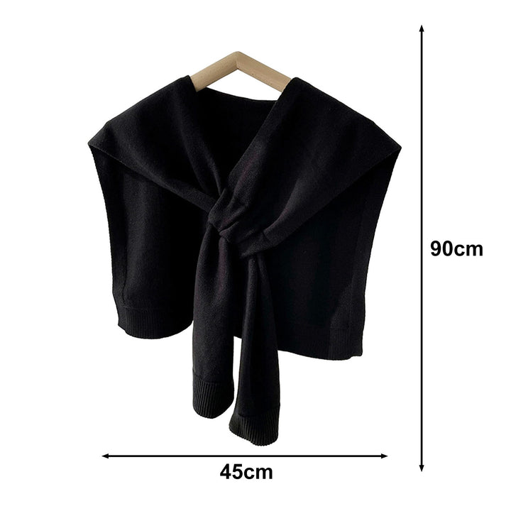 Women Shawl Knitted Thick Solid Color Thermal Soft Keep Warm Fake Cross Sleeve Fall Winter Summer AC Shoulder Wrap Women Image 10