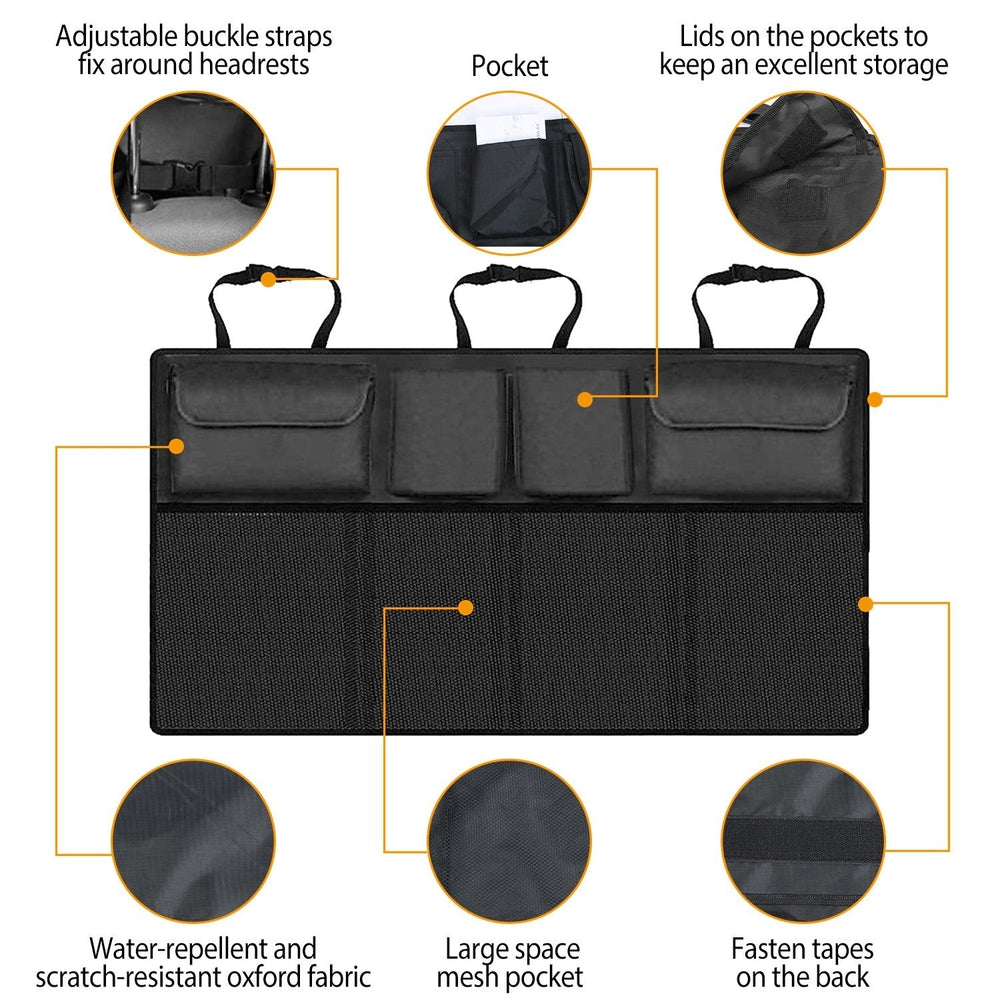 Car Backseat Trunk Organizer Auto Hanging Back Seat Storage Bag Pocket Adjustable Strap Image 2