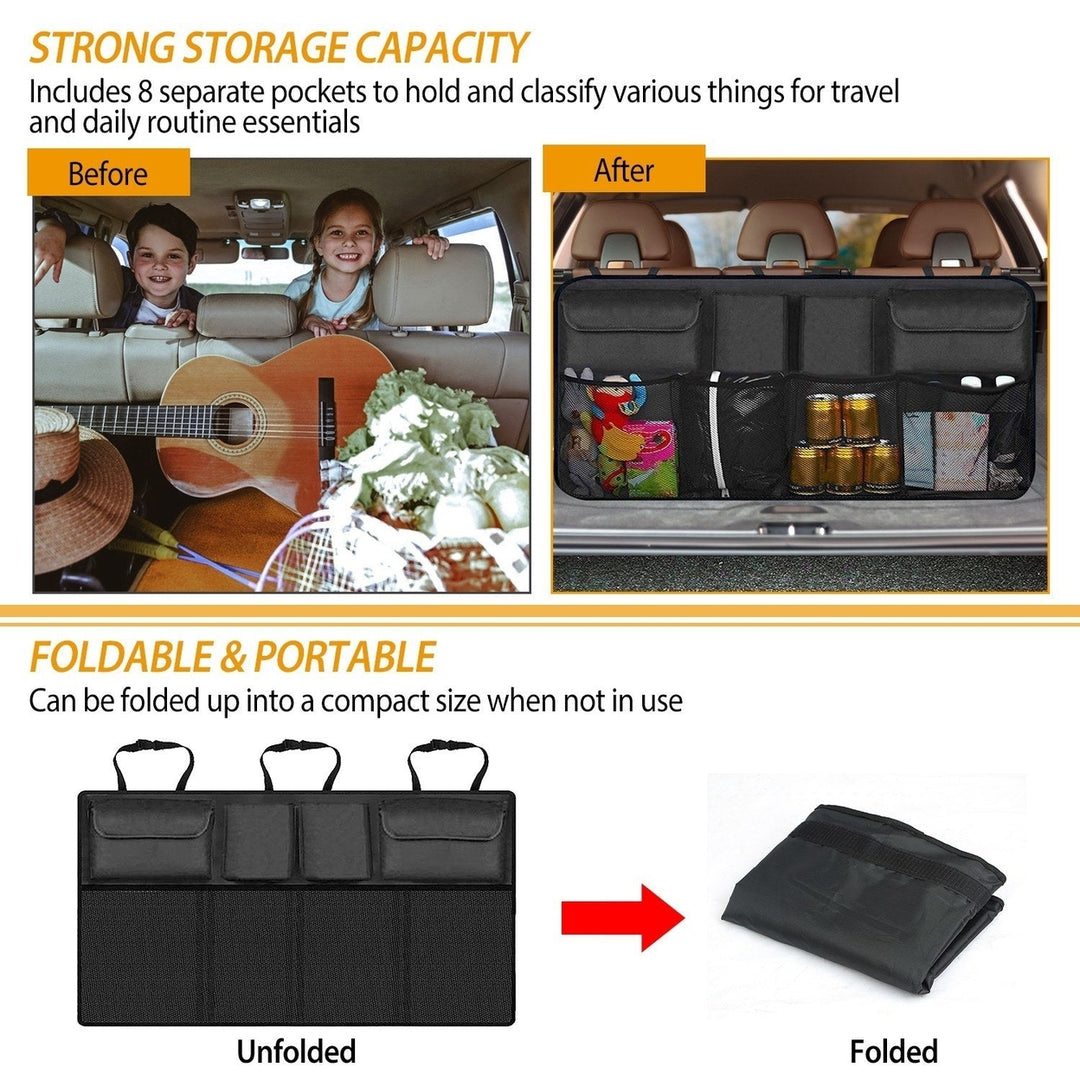 Car Backseat Trunk Organizer Auto Hanging Back Seat Storage Bag Pocket Adjustable Strap Image 3