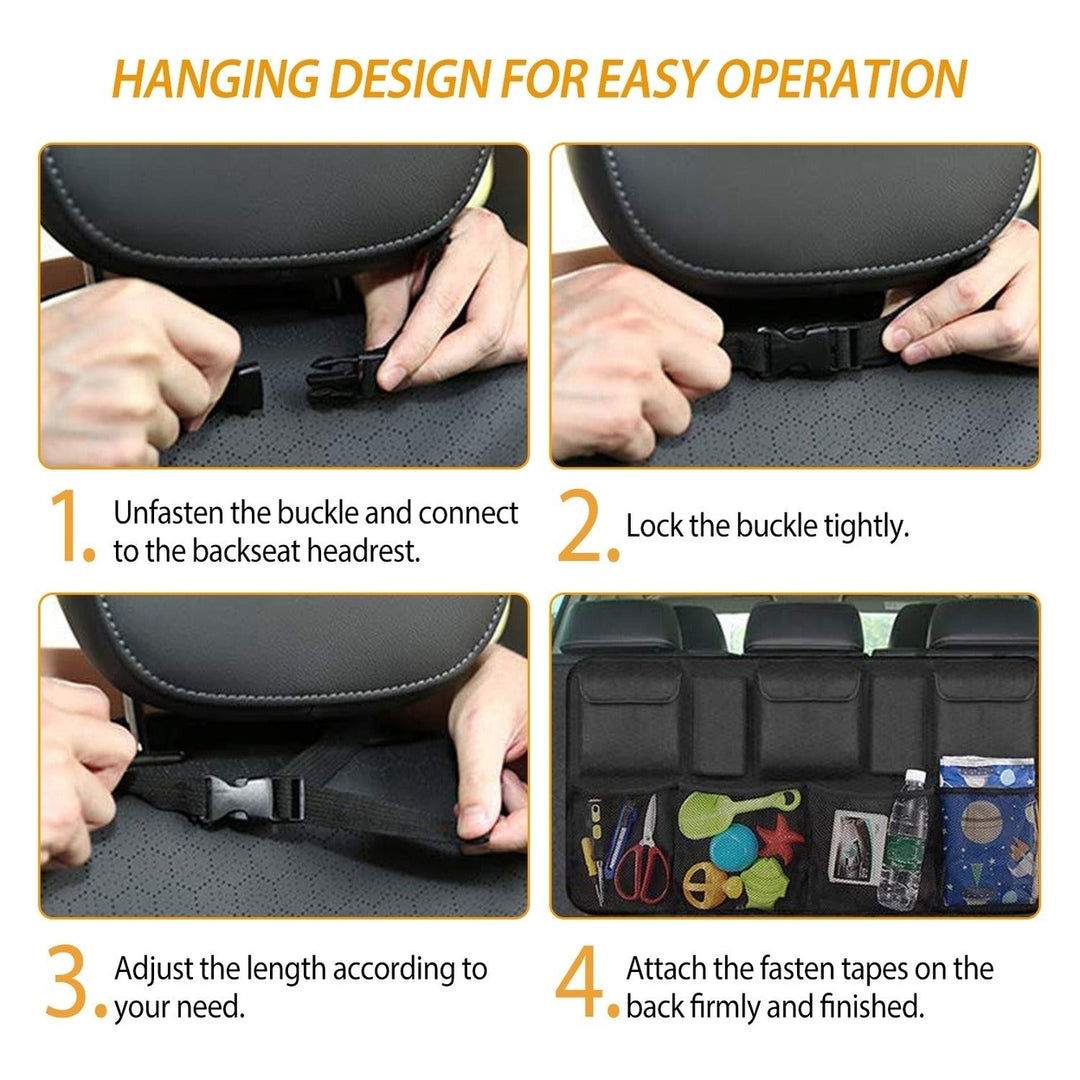 Car Backseat Trunk Organizer Auto Hanging Back Seat Storage Bag Pocket Adjustable Strap Image 4