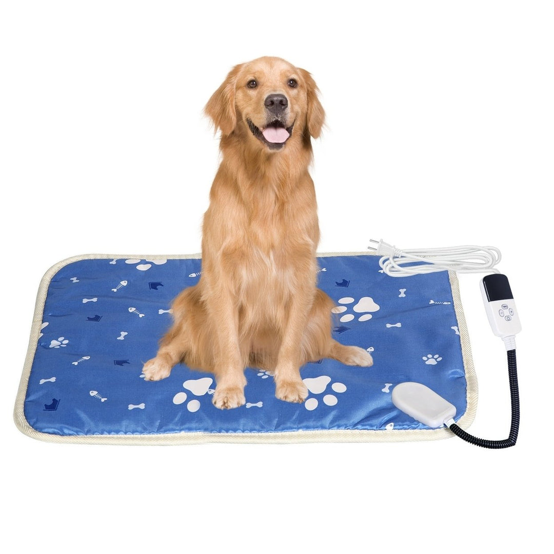 Pet Heating Pad Electric Dog Cat Heating Mat Waterproof Warming Blanket with 9 Heating Levels 4 Timer Setting On Image 1