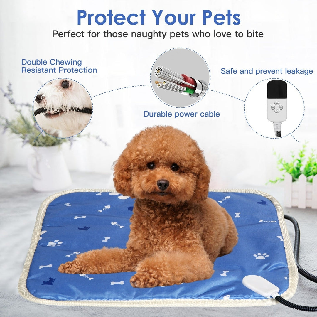 Pet Heating Pad Electric Dog Cat Heating Mat Waterproof Warming Blanket with 9 Heating Levels 4 Timer Setting On Image 3