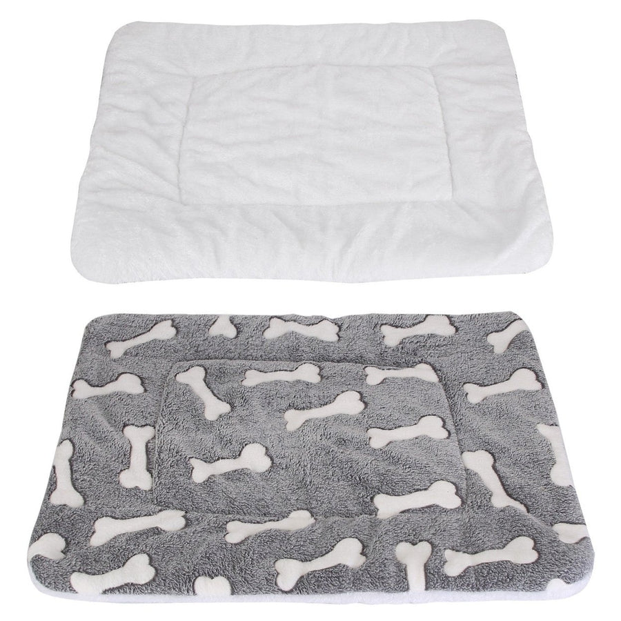 Dog Bed Mat Comfortable Flannel Dog Crate Pad Reversible Cushion Carpet Machine Washable Pet Bed Liner with Bone Image 1