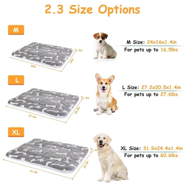 Dog Bed Mat Comfortable Flannel Dog Crate Pad Reversible Cushion Carpet Machine Washable Pet Bed Liner with Bone Image 4