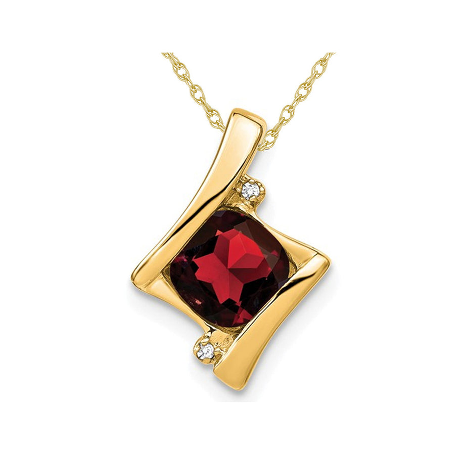 1.25 Carat (ctw) Natural Garnet Pendant Necklace in 14K Yellow Gold with Chain Image 1