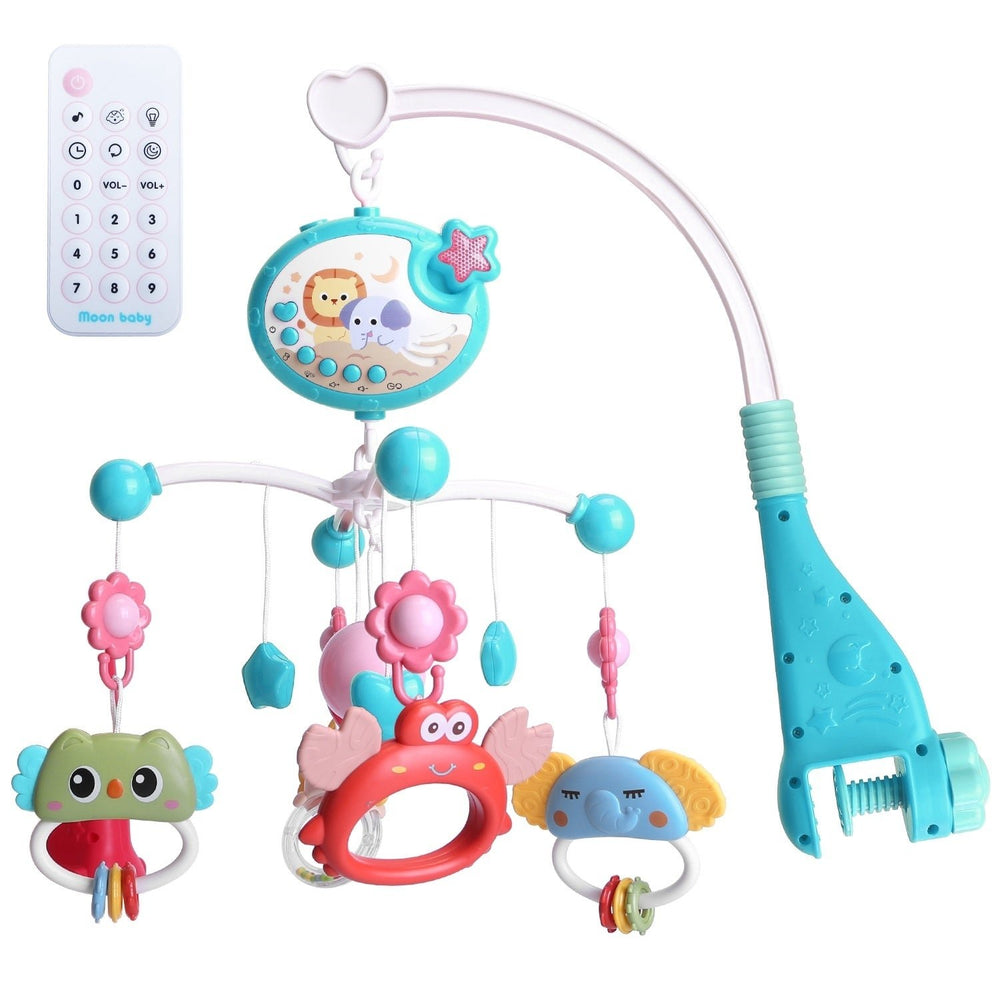 Baby Musical Crib Bed Bell Rotating Mobile Star Projection Nursery Light Baby Rattle Toy with Music Box Remote Control Image 2
