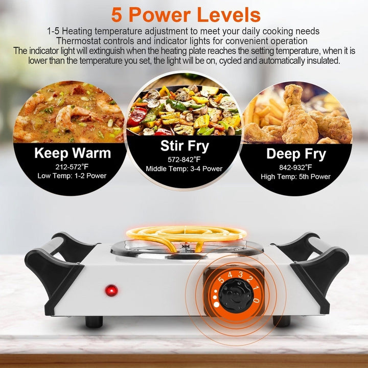 1000W Electric Single Burner Portable Coil Heating Hot Plate Stove Countertop RV Hotplate with 5 Temperature Adjustments Image 8