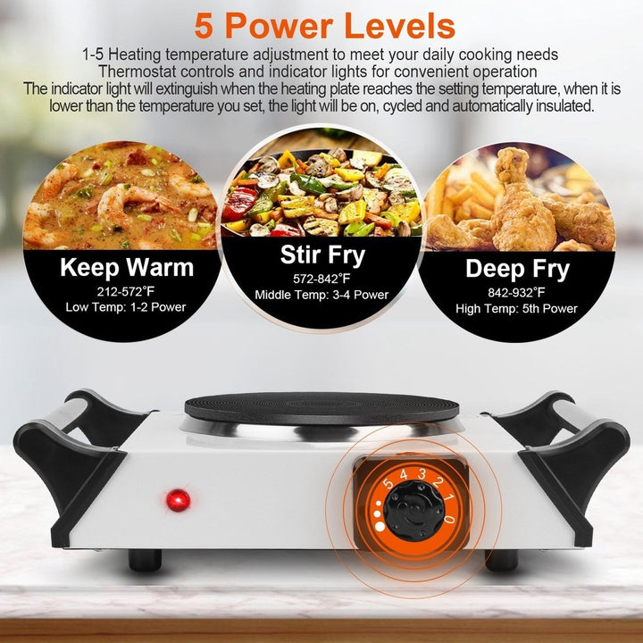 1000W Electric Single Burner Portable Heating Hot Plate Stove Countertop RV Hotplate with 5 Temperature Adjustments Image 8