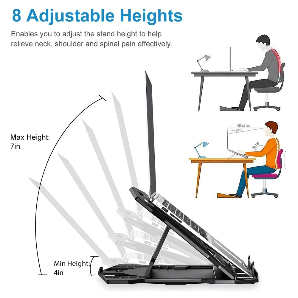 Rotating Laptop Riser Stand Foldable Desk Laptop Riser Tablet PC Holder with Phone Stand 8 Level Adjustable Height Image 2