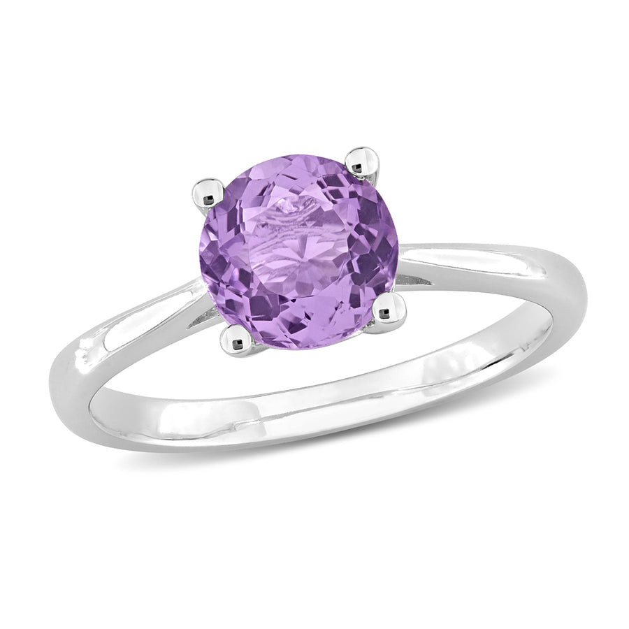 1.30 Carat (ctw) Amethyst Round Solitaire Ring in Sterling Silver Image 1
