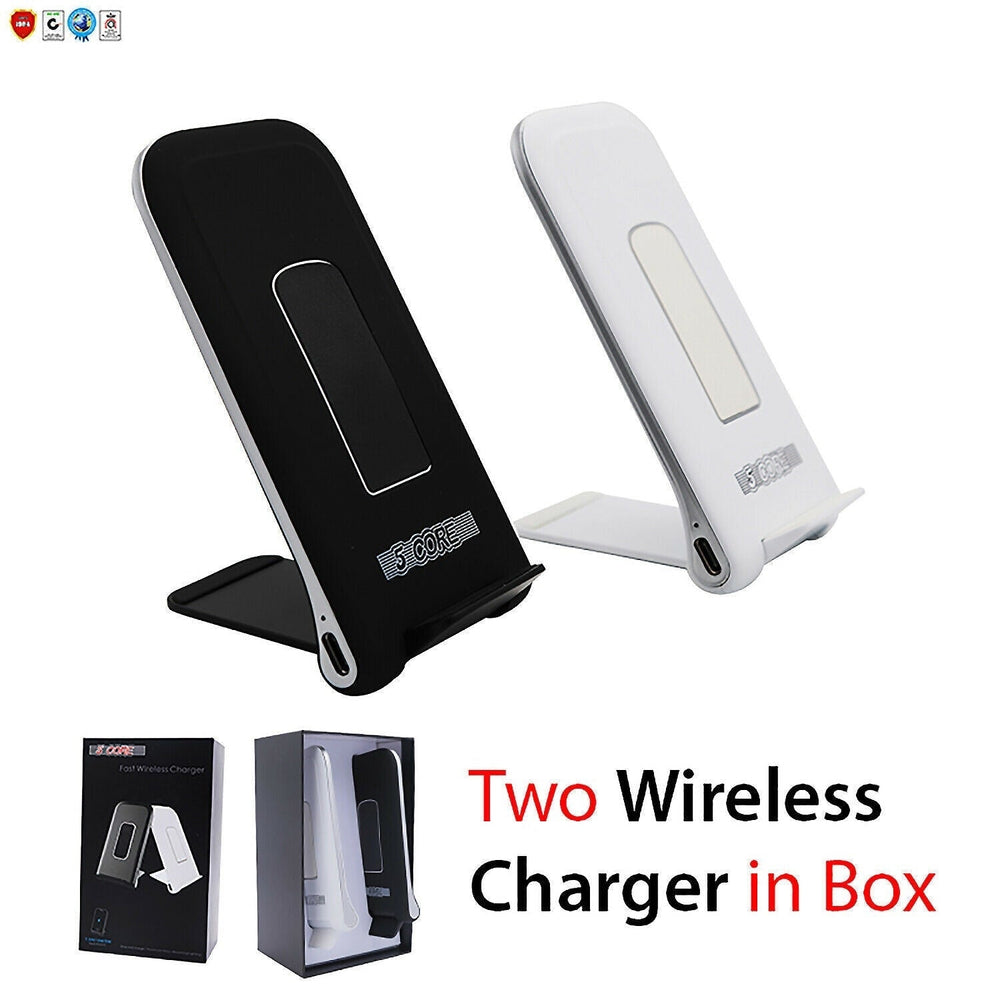 Dock Stand Charger Wireless Black and White 1 Pair Qi 15W Wire Less Fast Charger Pad Stand Quick Charging Image 2