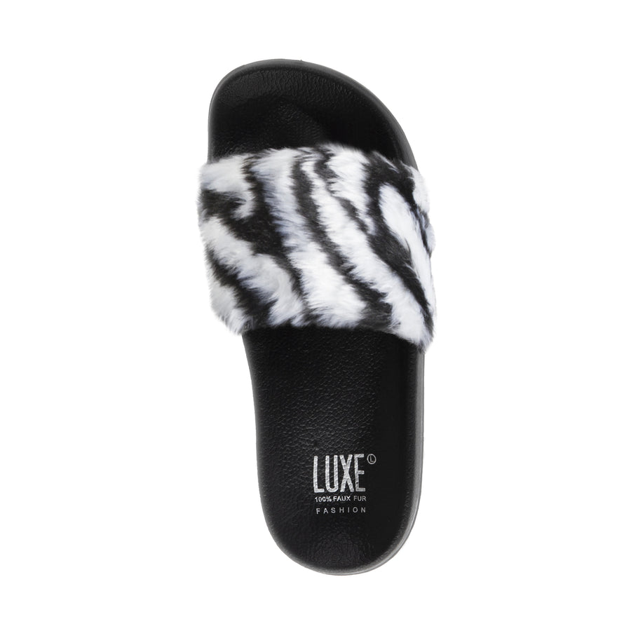 Luxe Fashion Classic Faux Sheepskin Women Slides  1-Piece  Zebra  9/10 Image 1