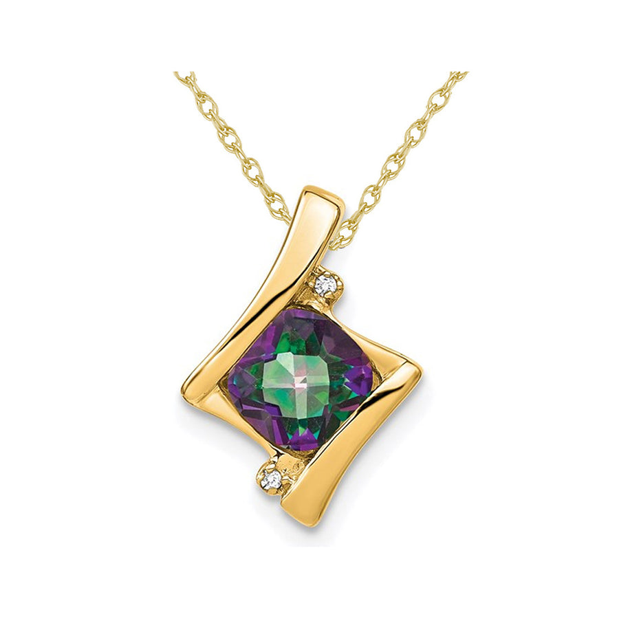 1.25 Carat (ctw) Mystic-Fire Topaz Pendant Necklace in 14k Yellow Gold with Chain Image 1