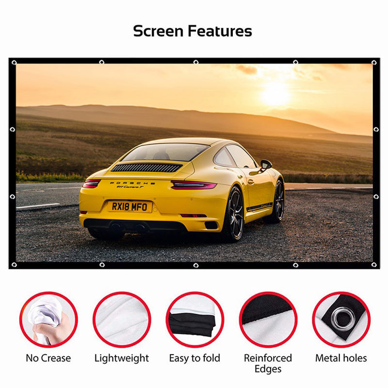 100 Inch Foldable Projection Screen 16:9 HD 4K Home Theater Cinema Movie Projector Screen Image 4