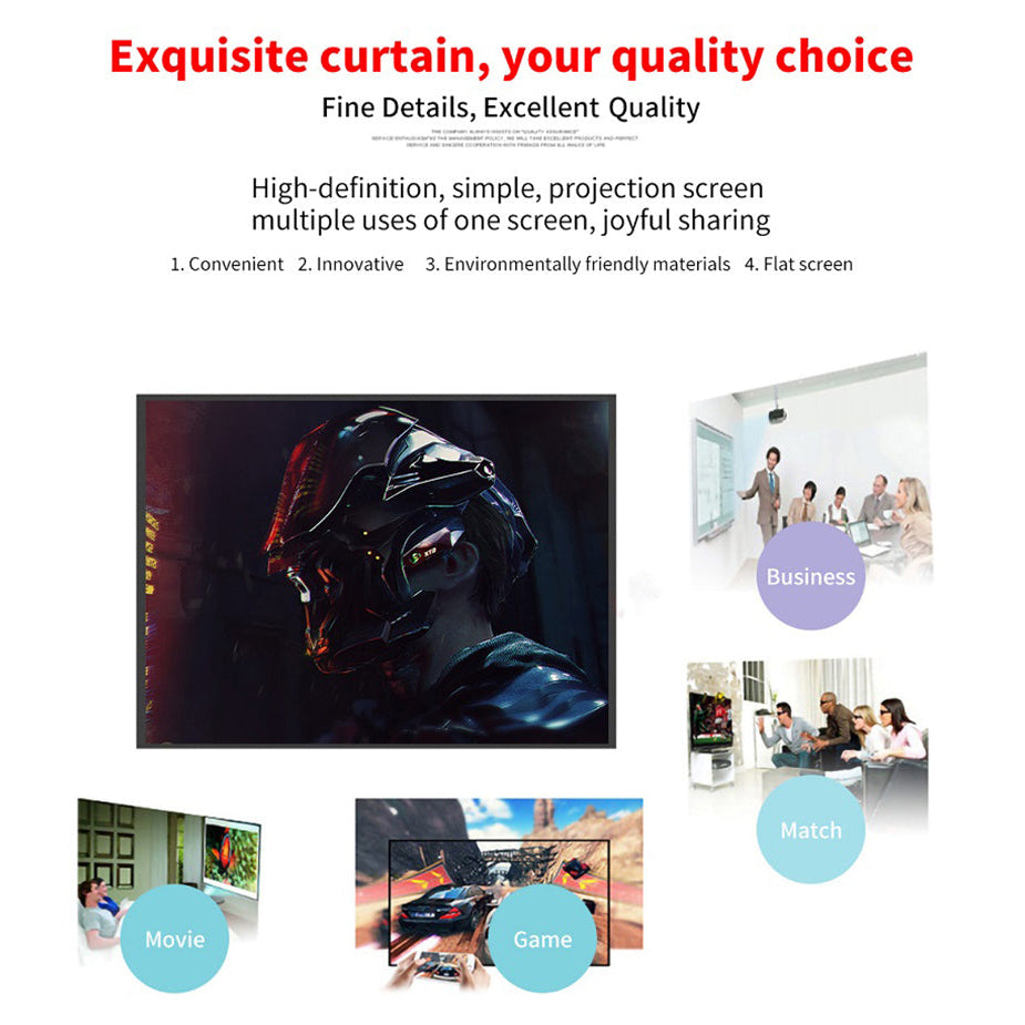 100 Inch Foldable Projection Screen 16:9 HD 4K Home Theater Cinema Movie Projector Screen Image 12