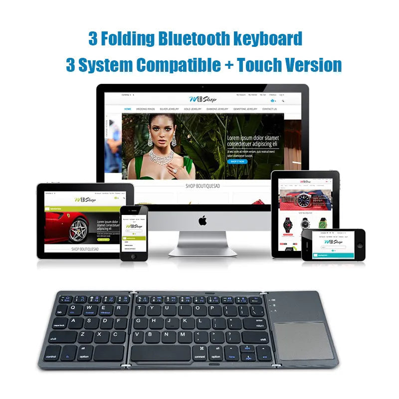 Folding Wireless Bluetooth Keyboard With Touchpad For WindowsAndroidIOS Phone Image 2