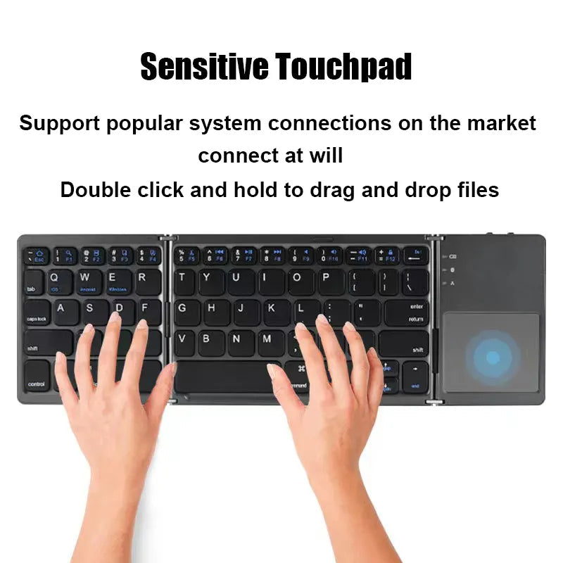 Folding Wireless Bluetooth Keyboard With Touchpad For WindowsAndroidIOS Phone Image 4