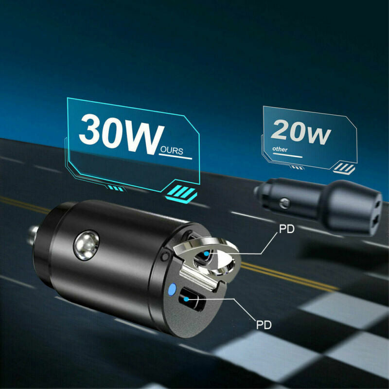 Dual USB Car Charger Type C QC3.0 30W Fast Charging Car Phone Charger Adapter Image 7