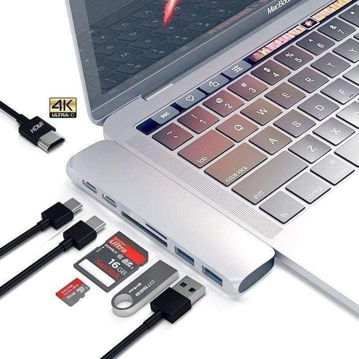 7 in 1 USB C Hub Type-C Card Reader Adapter Aluminum 4K HDMI For MacBook Pro Image 2