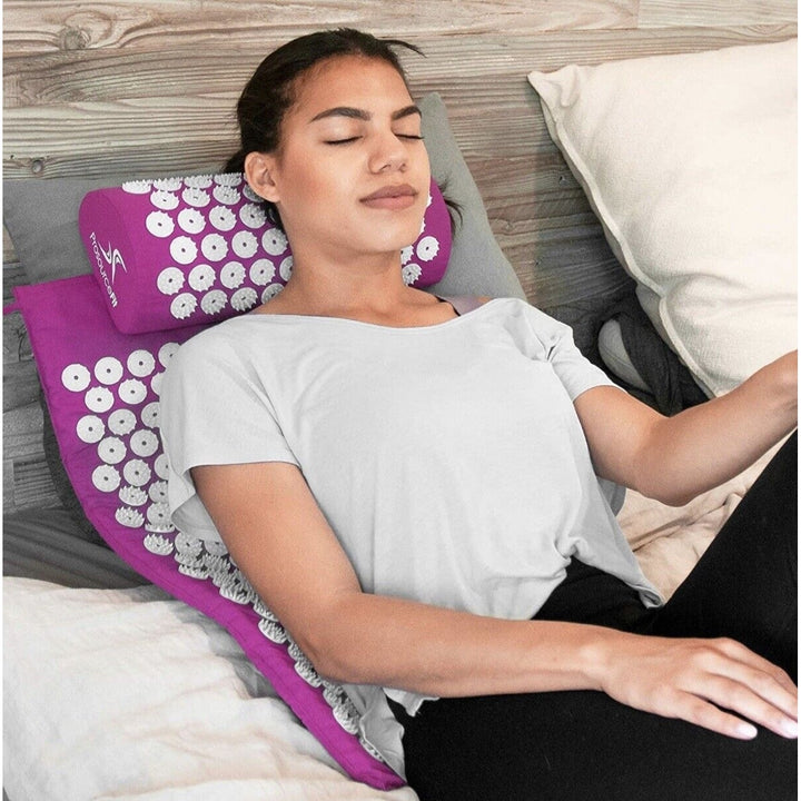 Acupressure Mat and Pillow Set for Back Neck Pain Relief and Muscle Relaxation Image 4