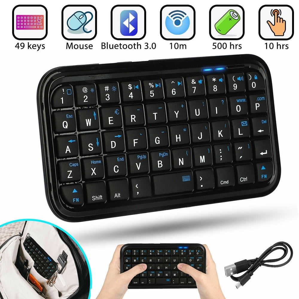 Mini Wireless Bluetooth 3.0 Keyboard LED Keypad USB Charging for PC TV Android XBOX Image 2