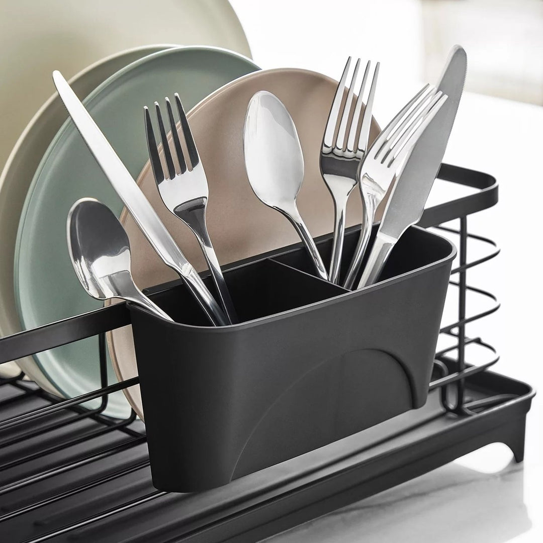 Members Mark Modern Dish Rack With Utensil Caddy And Glassware HolderBlack Image 4