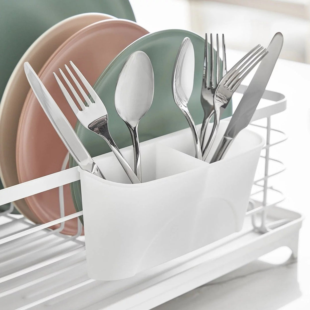 Members Mark Modern Dish Rack With Utensil Caddy And Glassware HolderWhite Image 4